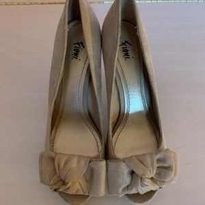 Tan suede open toed heels size 6 1/2 women’s